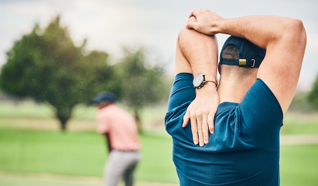 save stokes, get your body ready for golf, man, stretching, before, golfing